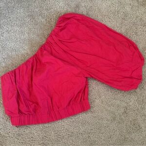 Hot Pink One Puff Sleeve Crop Top